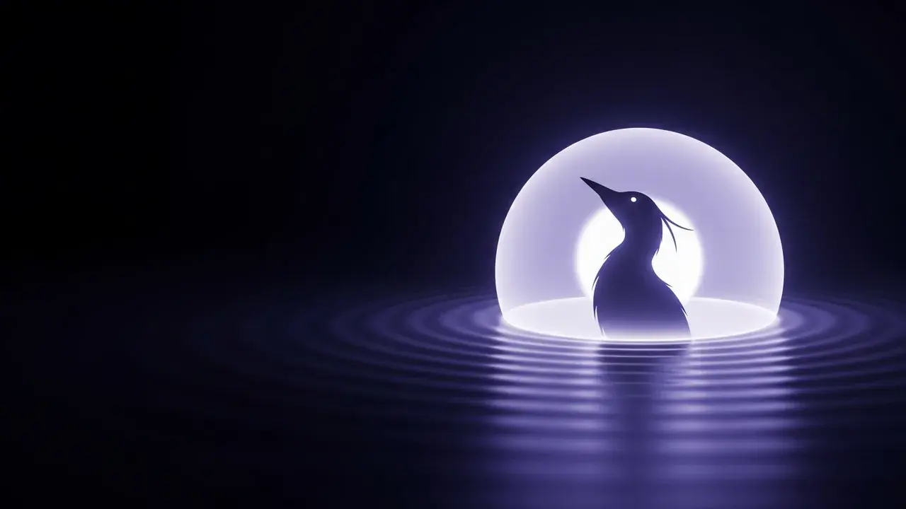 A stylized animal silhouette within a glowing, expanding sphere of light, representing an inner world of consciousness.