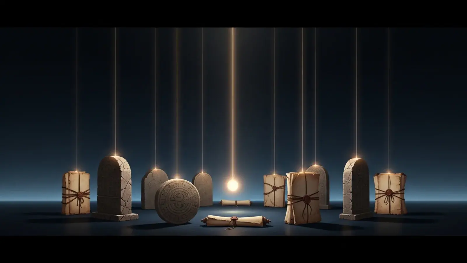 Cinematic illustration representing the convergence pattern "Ancient traditions may contain real consciousness insights".