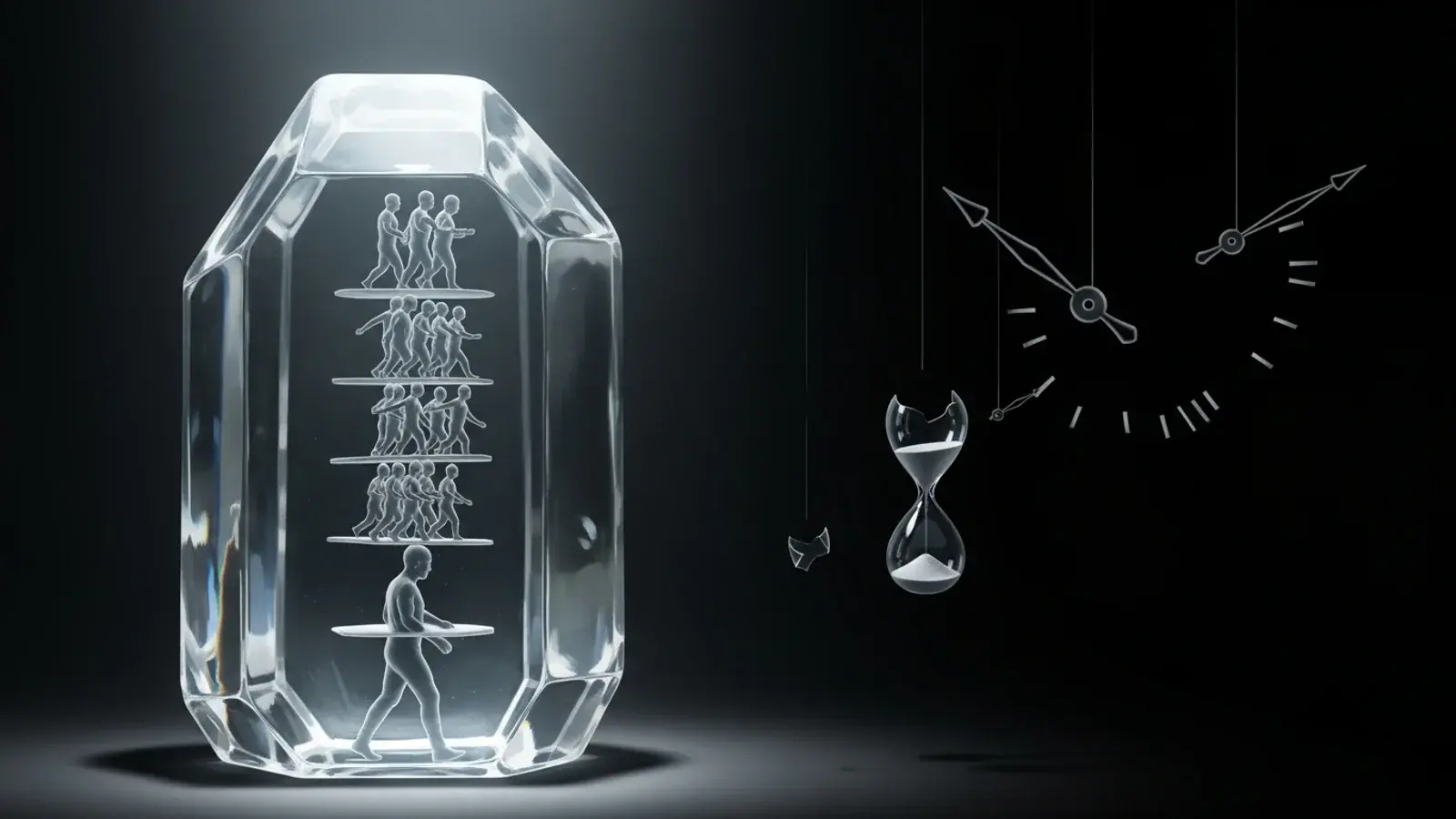 Cinematic illustration representing the convergence pattern "Time may be stranger than ordinary experience".