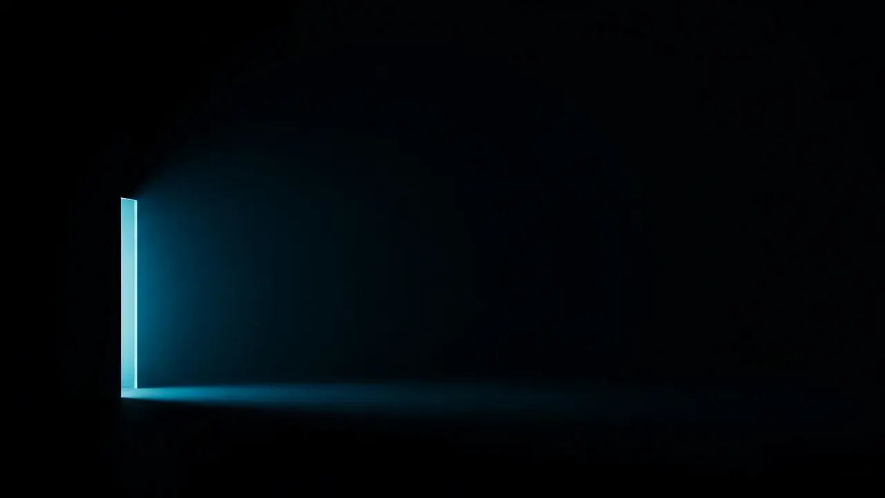 A jagged, featureless dark form crouches against a dim wall, its outline bristling with sharp points.