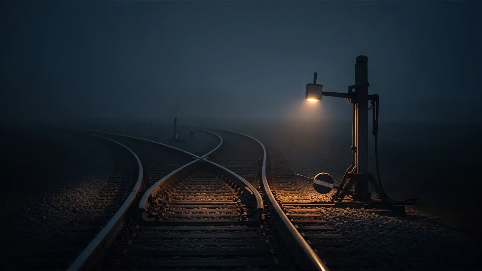 Cinematic illustration for the thought experiment "The Trolley Problem".